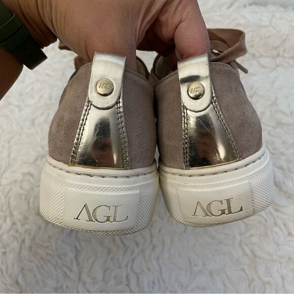 AGL Attilio Giusti Leombruni Mollie Cap toe pink suede platform sneakers sz 7/37 - Picture 5 of 9